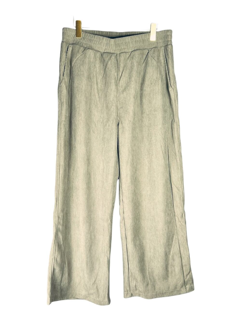 Halara High Waist Beige Corduroy Wide Leg Pull On Pants Large Petite NWT
